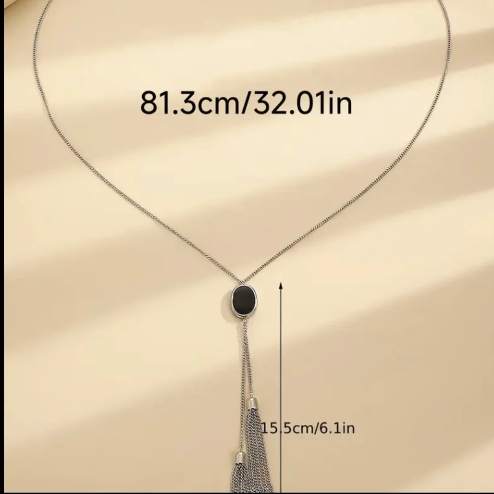 Long Tassel Necklace Silver